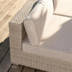 MOBELLIA Chauffeuse de jardin en résine tressée 2 places Palma Gris et taupe Tressé Blanc - Taupe Hot