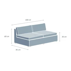 MOBELLIA Chauffeuse de jardin en résine tressée 2 places Palma Blanc et beige Tresse Blanc - Beige Clearance
