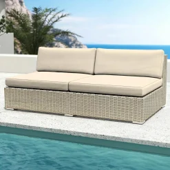 MOBELLIA Chauffeuse de jardin en résine tressée 2 places Palma Gris et beige Tresse Gris - Beige Best