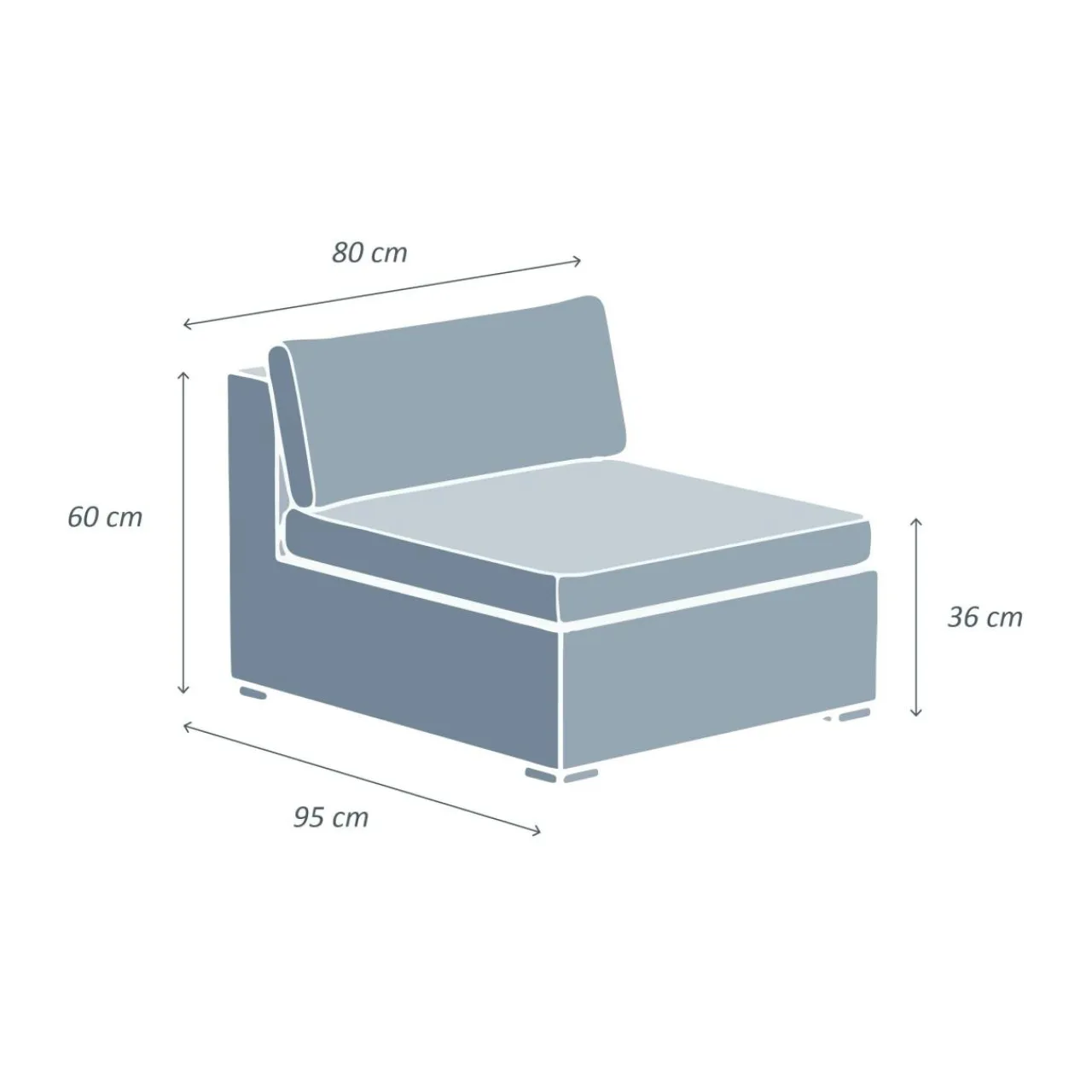 MOBELLIA Chauffeuse de jardin en résine tressée Palma Gris Tresse Gris - Gris Discount