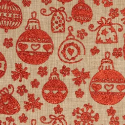 Feeric Lights & Christmas Chemin de table en jute (300 x 28 cm) Boules de Noël Rouge Hot
