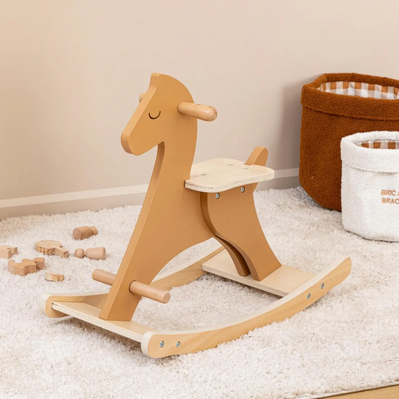 Atmosphera cru017dateur d'intu017drieur for kids Cheval à bascule bois (H54,5 cm) Dada Marron Online
