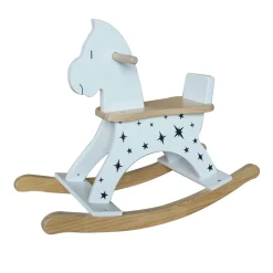 EMINZA Cheval à bascule bois (H53 cm) Stars Blanc New