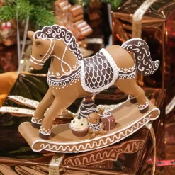 KAEMINGK Cheval à bascule (H20 cm) Biscuit Pain d'épices Marron