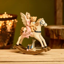 KAEMINGK Cheval à Bascule (H20 cm) Fée et ourson de Noël Beige Discount