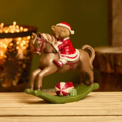KAEMINGK Cheval à Bascule (H20 cm) Petite ours de Noël Marron Hot