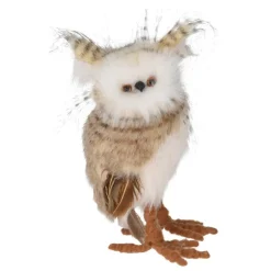 KOOPMAN Chouette de Noël à poser (H18 cm) Hector doux plumage Beige Hot