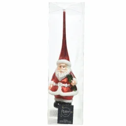KAEMINGK Cimier de sapin en verre Père-Noel Rouge Outlet