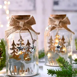 BLACHERE Cloche en verre lumineuse à piles 10 LED (H17 cm) Magie de Noël Blanc chaud Outlet
