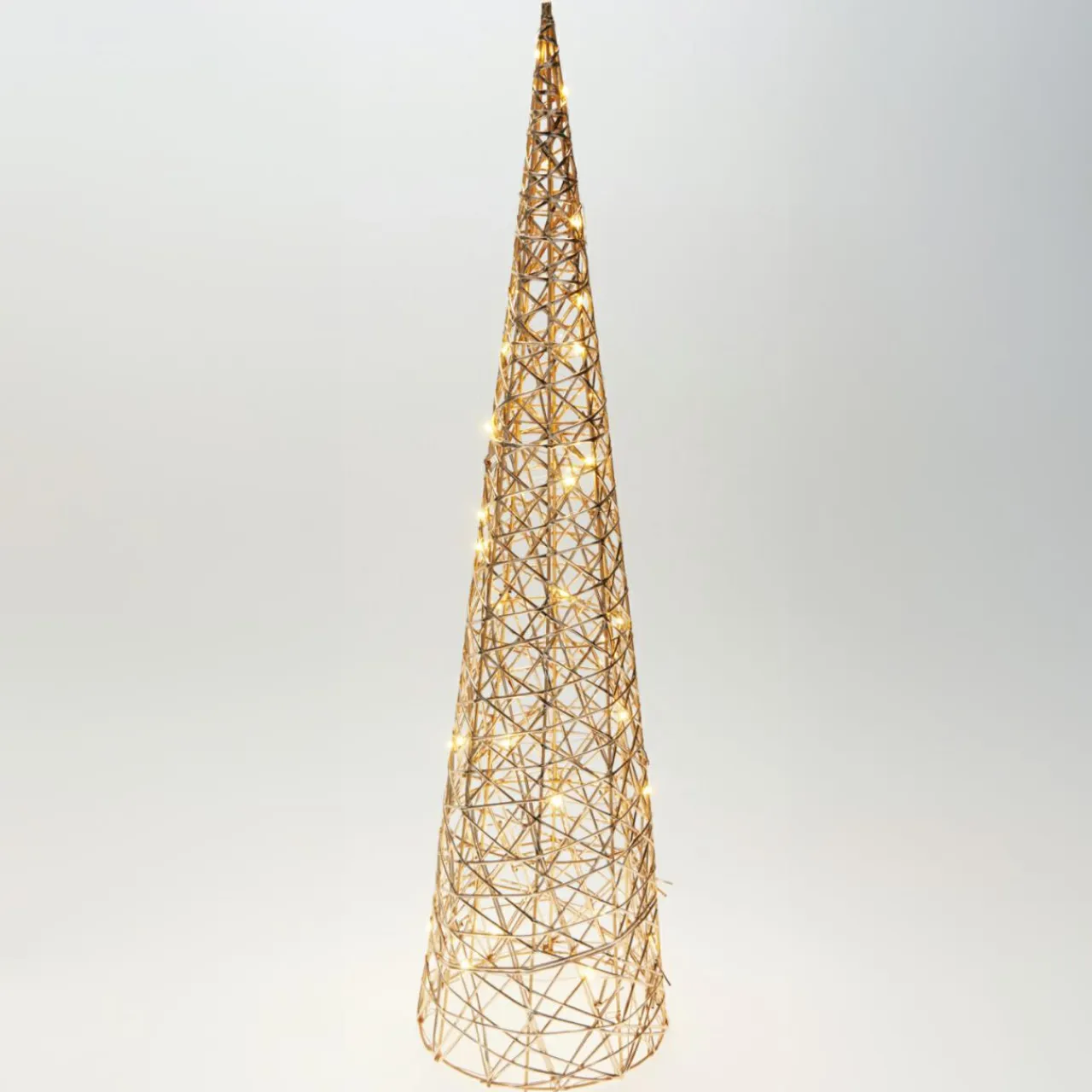 KOOPMAN Cône lumineux sur piles 40 micro LED (H80 cm) Éclats Blanc chaud Blanc Chaud doré Sale