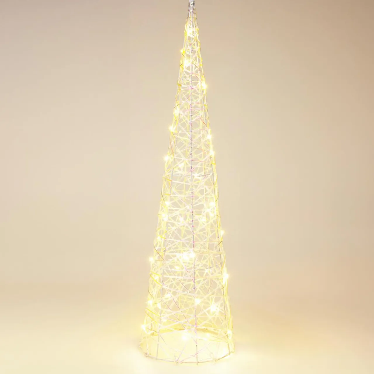 KOOPMAN Cône lumineux sur piles 30 micro LED (H60 cm) Éclats Blanc chaud Discount