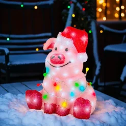 EMINZA Cochon lumineux 100 LED (H41 cm) Baby Gaston Multicolore