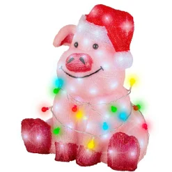 EMINZA Cochon lumineux 100 LED (H41 cm) Baby Gaston Multicolore