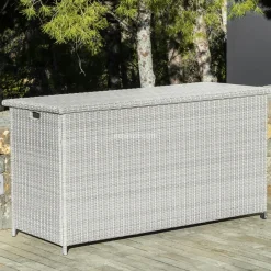 MOBELLIA Coffre de rangement extérieur en résine tressée Calvi Gris New