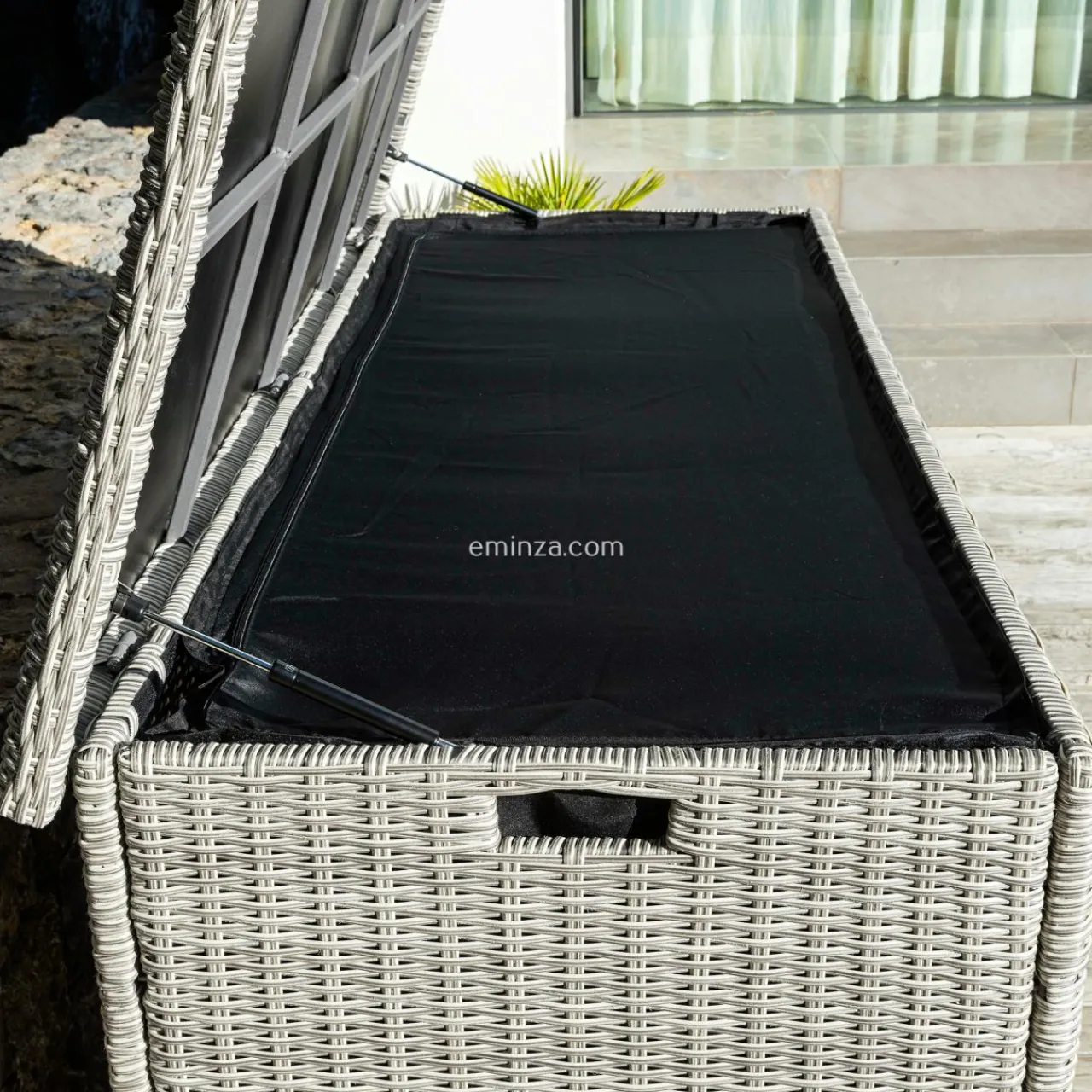 MOBELLIA Coffre de rangement extérieur en résine tressée Calvi Gris New