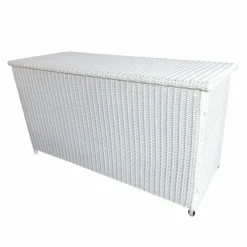 MOBELLIA Coffre de rangement extérieur en résine tressée Calvi Blanc Sale