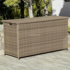 MOBELLIA Coffre de rangement extérieur en résine tressée Calvi Sepia Sépia Clearance