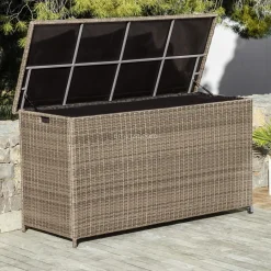 MOBELLIA Coffre de rangement extérieur en résine tressée Calvi Sepia Sépia Clearance