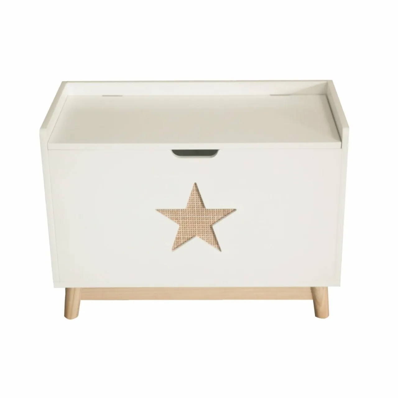 EMINZA Coffre à jouet avec couvercle enfant bois (H51 cm) Stars Blanc Hot