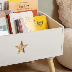 EMINZA Coffre à jouet ouvert enfant bois (H44 cm) Stars Blanc Best