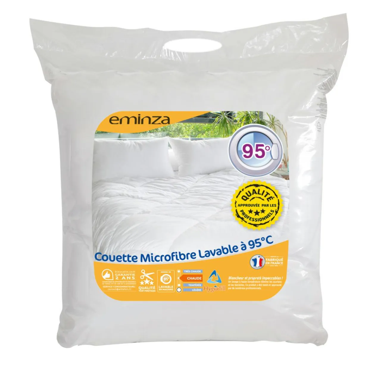 EMINZA Couette Chaude (240 x 220 cm) Microfibre Lavable à 95°C he Blanc New