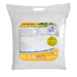 EMINZA Couette Chaude (140 x 200 cm) Microfibre Lavable à 95°C he Blanc