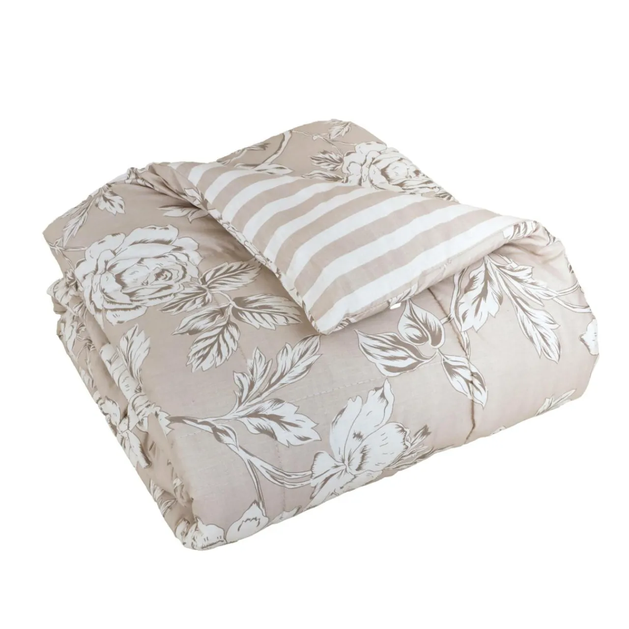 EMINZA Couette imprimée et une taie d'oreiller coton (140 x 200 cm) Lara Beige Hot