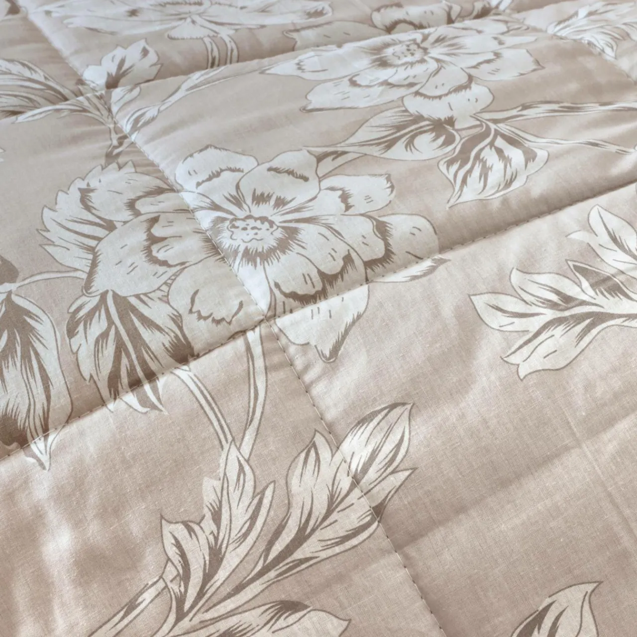 EMINZA Couette imprimée et une taie d'oreiller coton (140 x 200 cm) Lara Beige Hot