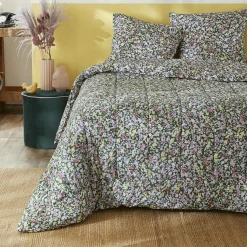 L'EFFET PAPILLON Couette imprimée tempérée (140 x 200 cm) et une taie coton Myosotis Multicolore Hot