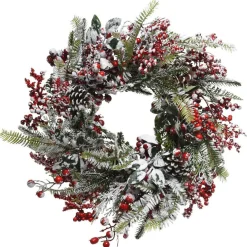 KAEMINGK Couronne de Noël Baies (D40 cm) givrée Rouge Clearance