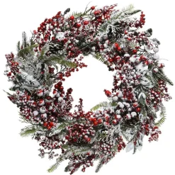 KAEMINGK Couronne de Noël Baies (D60 cm) givrée Rouge
