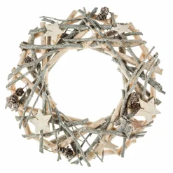 Feeric Lights & Christmas Couronne de Noël branchage (D30 cm) Bois Naturel Discount