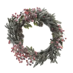 KAEMINGK Couronne de Noël (D40 cm) Epinea Vert enneigé Rouge