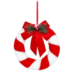 JJA Couronne de Noël (D23 cm) Festive rayée et blanc Rouge Clearance