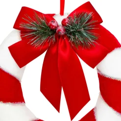 JJA Couronne de Noël (D23 cm) Festive rayée et blanc Rouge Clearance