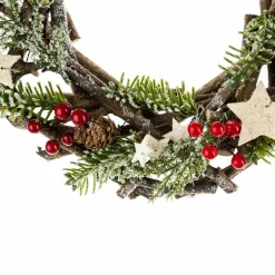 Feeric Lights & Christmas Couronne de Noël (D32 cm) Greywood et nature Vert Discount