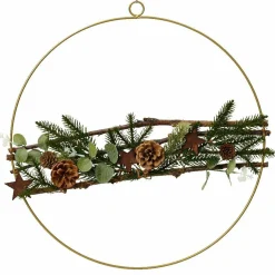 KAEMINGK Couronne de Noël (D40 cm) Nature festive dorée Vert Outlet
