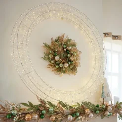 KAEMINGK Couronne de Noël Géante lumineuse Micro 1800 LED (D116 cm) Éclats et blanc chaud Argent Online