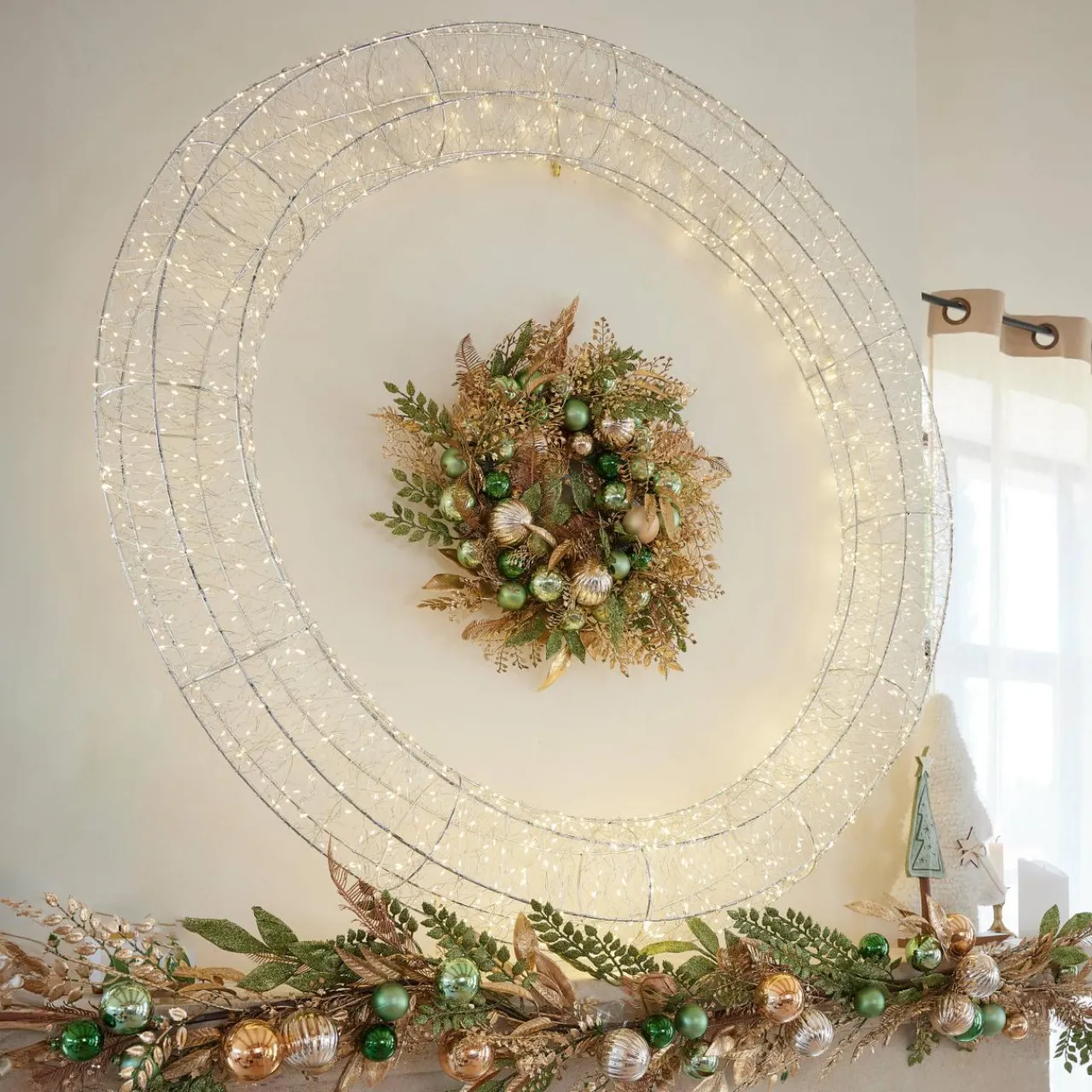 KAEMINGK Couronne de Noël Géante lumineuse Micro 1800 LED (D116 cm) Éclats et blanc chaud Argent Online