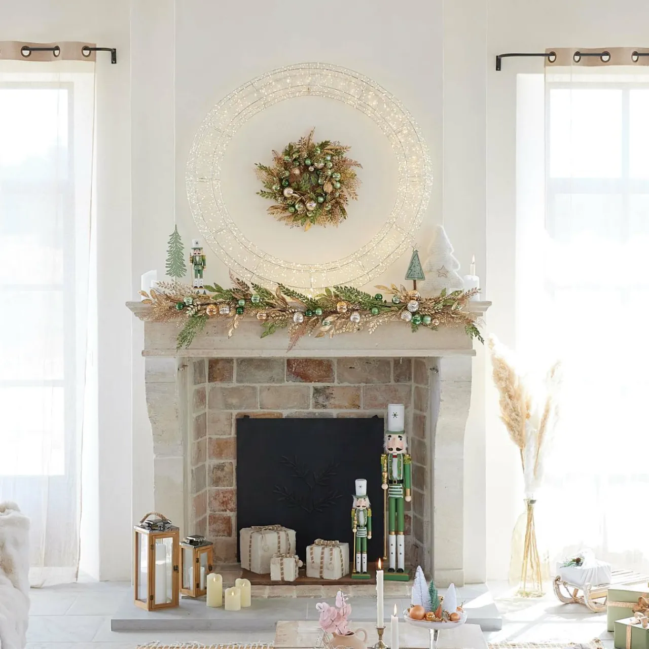KAEMINGK Couronne de Noël Géante lumineuse Micro 1800 LED (D116 cm) Éclats et blanc chaud Argent Online