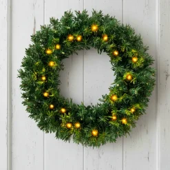 EMINZA Couronne de Noël lumineuse (D60 cm) Royal Vert et blanc chaud Sapin vert lumineux Best