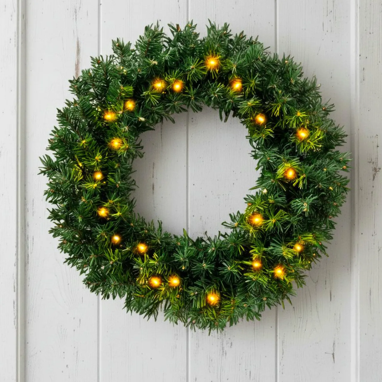 EMINZA Couronne de Noël lumineuse (D60 cm) Royal Vert et blanc chaud Sapin vert lumineux Best