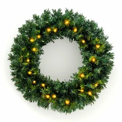 EMINZA Couronne de Noël lumineuse (D60 cm) Royal Vert et blanc chaud Sapin vert lumineux Best