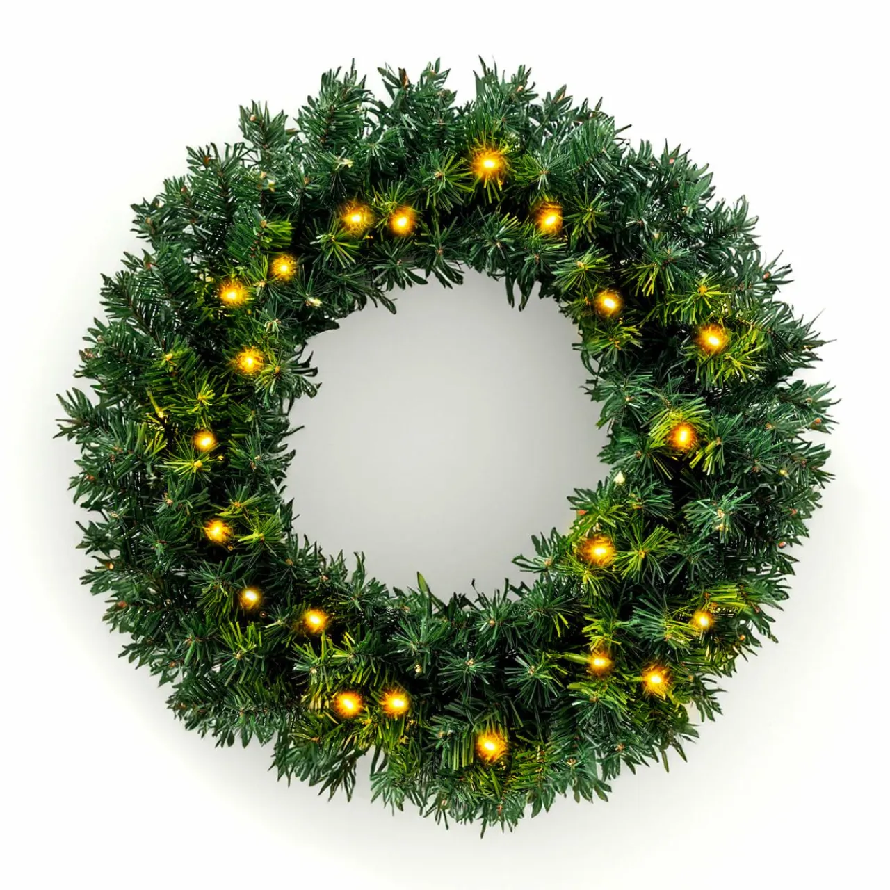 EMINZA Couronne de Noël lumineuse (D60 cm) Royal Vert et blanc chaud Sapin vert lumineux Best