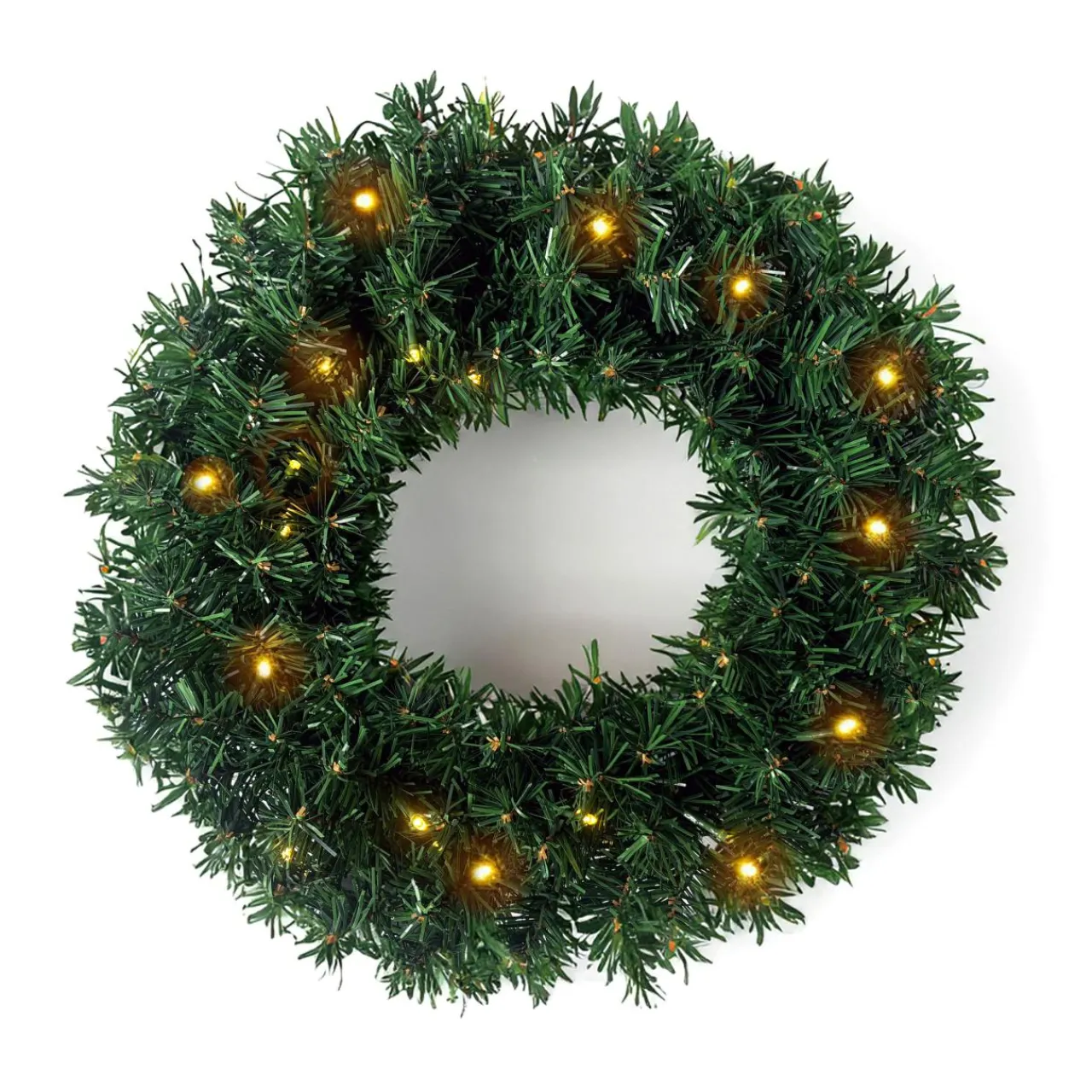 EMINZA Couronne de Noël lumineuse (D40 cm) Royal Vert et blanc chaud Sapin vert lumineux Sale