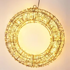 KOOPMAN Couronne de Noël lumineuse 500 micro LED (D38 cm) Star Light et blanc chaud Noir New