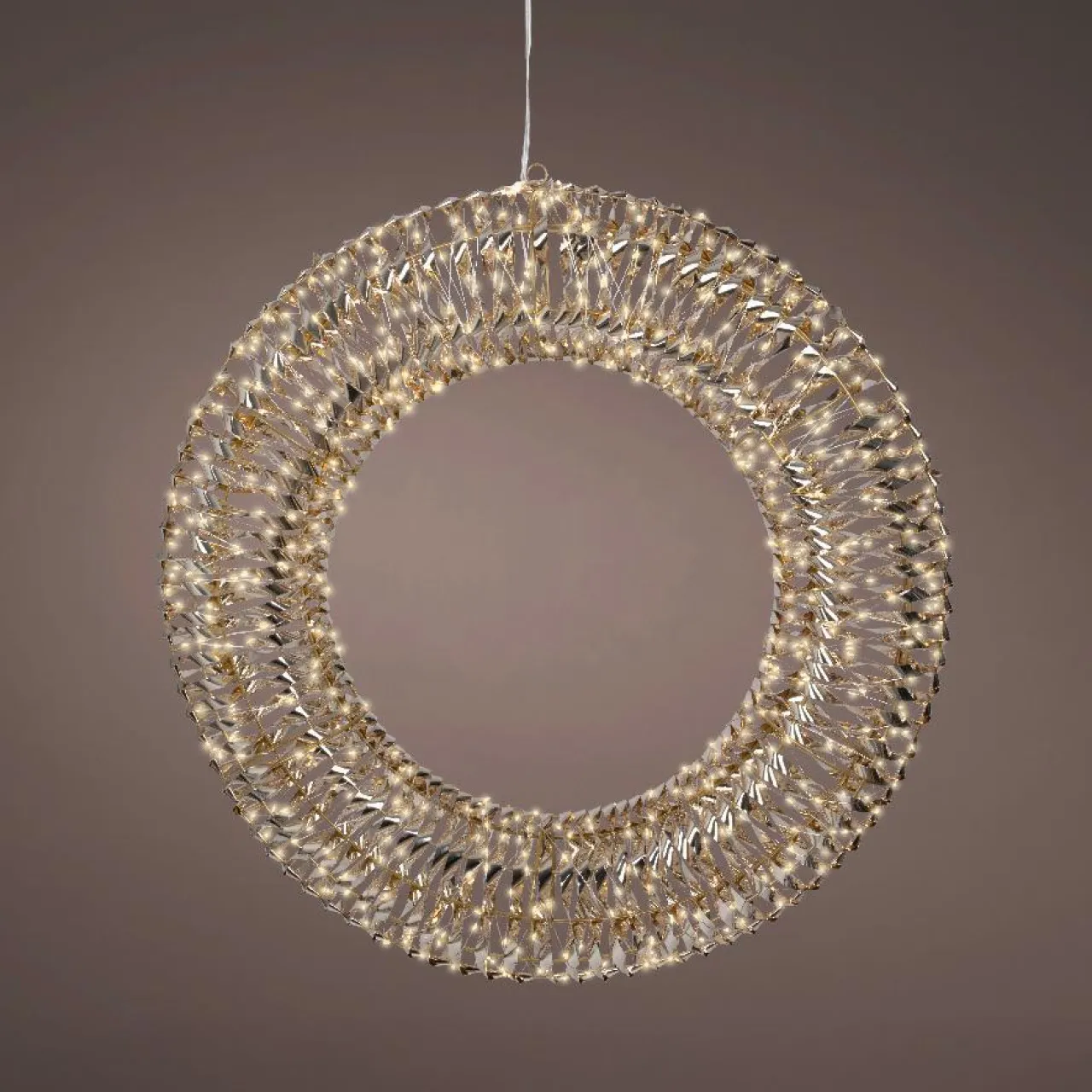 KAEMINGK Couronne de Noël lumineuse 960 Micro LED (D70 cm) Effet flash et blanc chaud Or New