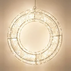 KOOPMAN Couronne de Noël lumineuse 500 micro LED (D38 cm) Star Light et blanc froid Argent Sale