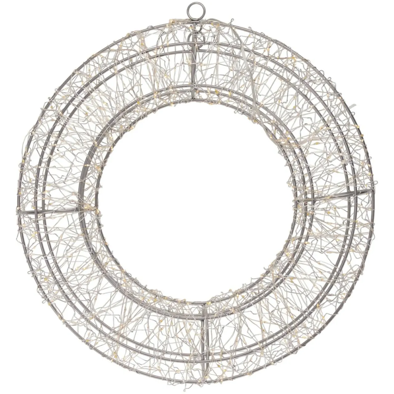 KOOPMAN Couronne de Noël lumineuse 500 micro LED (D38 cm) Star Light et blanc froid Argent Sale