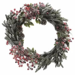 KAEMINGK Couronne de Noël nature (D48 cm) Odesza givré Vert New